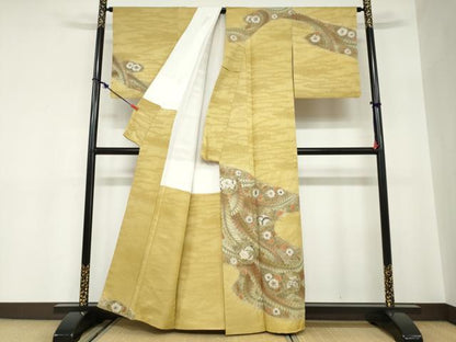 平和屋着物●訪問着　絞り　辻が花　金通し地　正絹　逸品　DABC2635ud