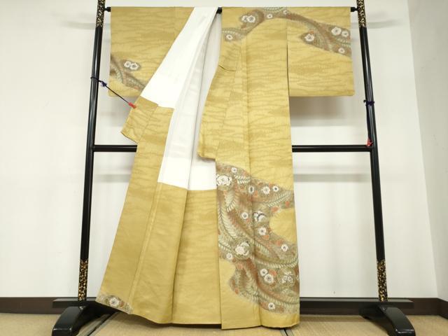 平和屋着物●訪問着　絞り　辻が花　金通し地　正絹　逸品　DABC2635ud