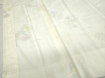 平和屋着物●長襦袢　無双仕立て　鼓草花文　暈し染め　正絹　逸品　DABC2642ud