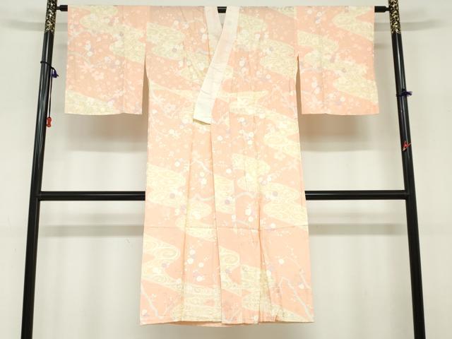 平和屋着物●長襦袢　無双仕立て　流水枝梅文　正絹　逸品　未使用　DABC2647ud