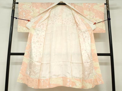 平和屋着物●長襦袢　無双仕立て　流水枝梅文　正絹　逸品　未使用　DABC2647ud