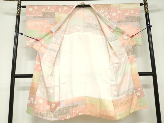 平和屋着物●長襦袢　無双仕立て　エ霞草花文　金彩　正絹　逸品　未使用　DABC2649ud