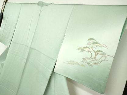 平和屋着物●金彩友禅　卓越技能者・名工・和田光正　訪問着　流水小舟草花文　暈し染め　金銀彩　正絹　逸品　DABC2655ud