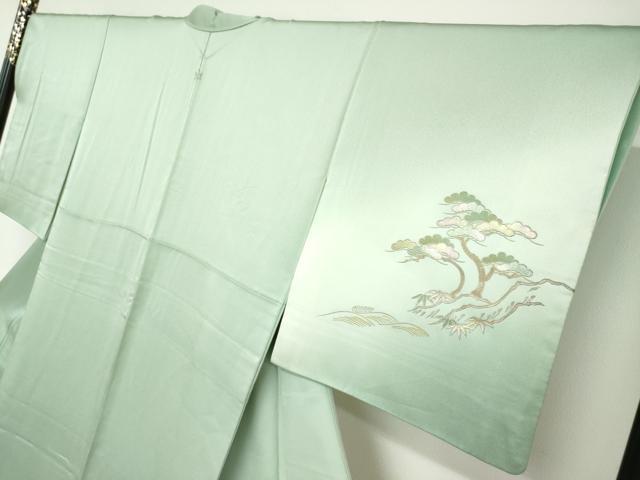 平和屋着物●金彩友禅　卓越技能者・名工・和田光正　訪問着　流水小舟草花文　暈し染め　金銀彩　正絹　逸品　DABC2655ud
