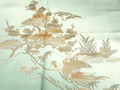 平和屋着物●金彩友禅　卓越技能者・名工・和田光正　訪問着　流水小舟草花文　暈し染め　金銀彩　正絹　逸品　DABC2655ud