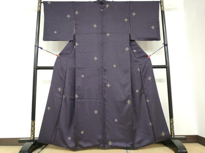 平和屋着物●上質な小紋　抽象文様　金糸　正絹　逸品　DABC2656ud