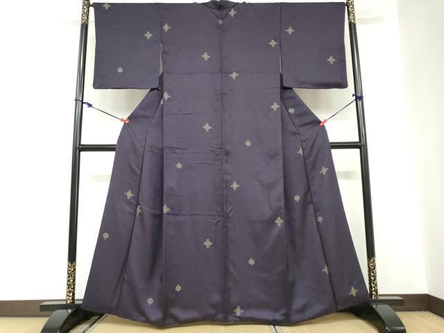 平和屋着物●上質な小紋　抽象文様　金糸　正絹　逸品　DABC2656ud