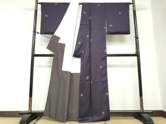 平和屋着物●上質な小紋　抽象文様　金糸　正絹　逸品　DABC2656ud