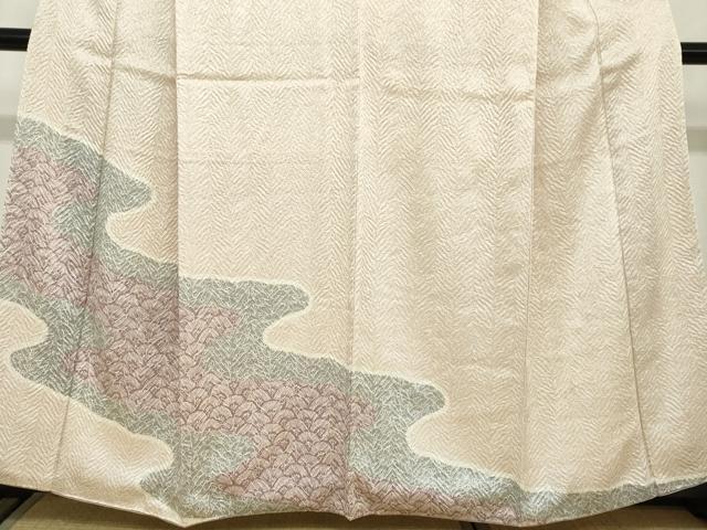 平和屋着物●名門　藤娘きぬたや・総絞り(杢目絞り)　訪問着　流水松葉文　正絹　逸品　DABC2661ud