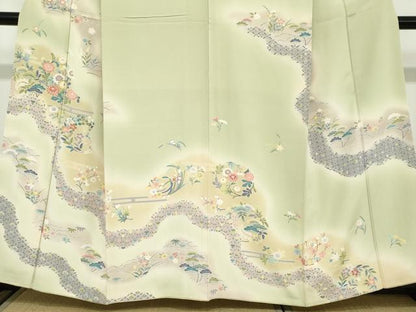 平和屋着物●訪問着　道長草花文　暈し染め　正絹　逸品　DABC2668ud