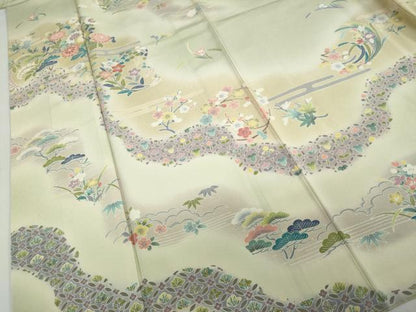 平和屋着物●訪問着　道長草花文　暈し染め　正絹　逸品　DABC2668ud