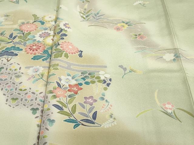 平和屋着物●訪問着　道長草花文　暈し染め　正絹　逸品　DABC2668ud