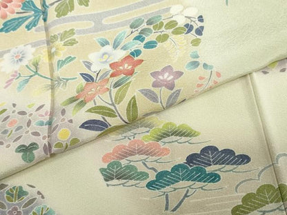 平和屋着物●訪問着　道長草花文　暈し染め　正絹　逸品　DABC2668ud