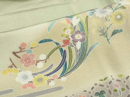 平和屋着物●訪問着　道長草花文　暈し染め　正絹　逸品　DABC2668ud