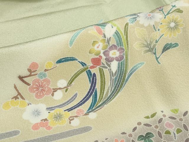平和屋着物●訪問着　道長草花文　暈し染め　正絹　逸品　DABC2668ud