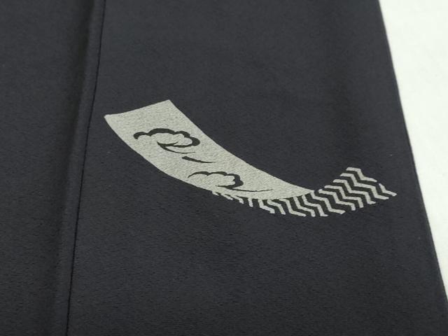 平和屋着物●豪華色留袖　駒刺繍　冊子草花文　藍鉄色　金彩　正絹　逸品　DABC2671ud