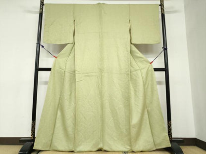 平和屋着物●上質な色無地　南天地紋　抹茶色　正絹　逸品　未使用　DABC2672ud