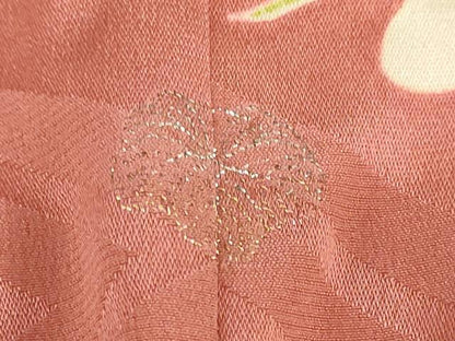平和屋本店●アンティーク　大正ロマン　小振袖　二尺袖　駒刺繍　草花文　金彩　正絹　逸品　DABC2675ud