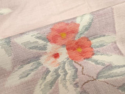 平和屋着物●小千谷紬　枝椿文　正絹　逸品　DABC2677ud