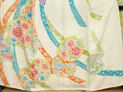 平和屋着物●豪華振袖　総絞り　熨斗草花文　正絹　逸品　DABC2678ud