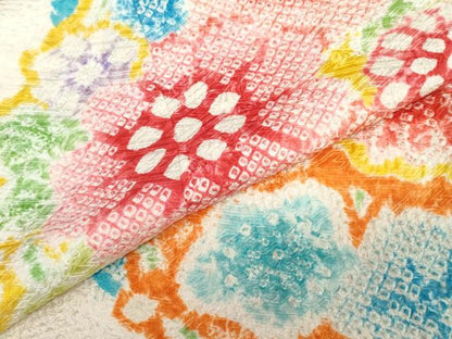 平和屋着物●豪華振袖　総絞り　熨斗草花文　正絹　逸品　DABC2678ud