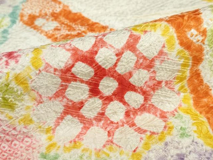 平和屋着物●豪華振袖　総絞り　熨斗草花文　正絹　逸品　DABC2678ud
