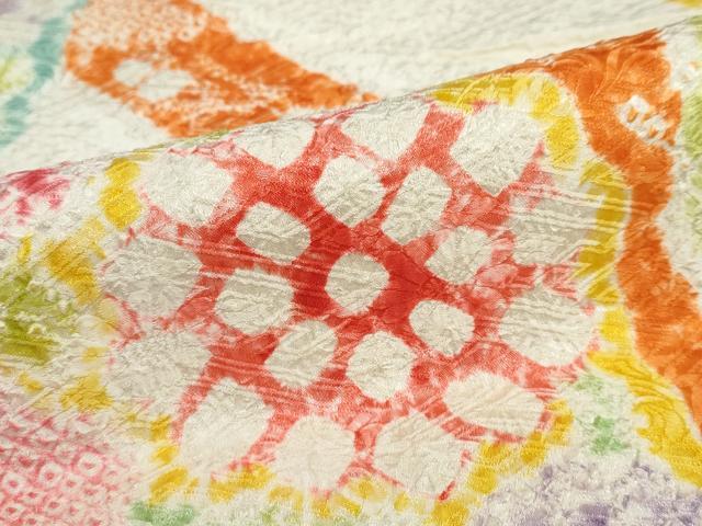 平和屋着物●豪華振袖　総絞り　熨斗草花文　正絹　逸品　DABC2678ud