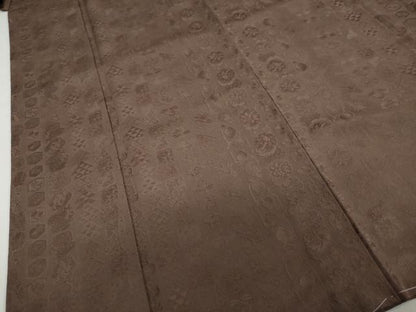 平和屋着物●上質な色無地　吉祥草花地紋　煤竹色　正絹　逸品　未使用　DABC2686ud