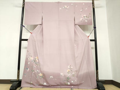 平和屋着物●訪問着　刺繍　草花文　暈し染め　正絹　逸品　DABC2687ud