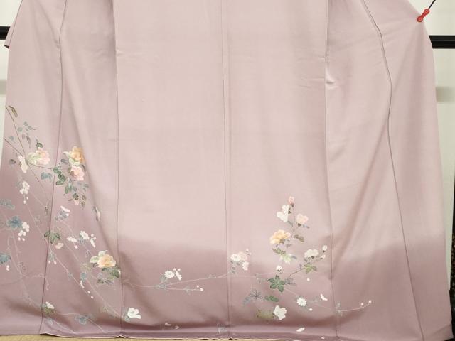平和屋着物●訪問着　刺繍　草花文　暈し染め　正絹　逸品　DABC2687ud