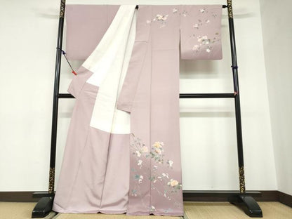 平和屋着物●訪問着　刺繍　草花文　暈し染め　正絹　逸品　DABC2687ud