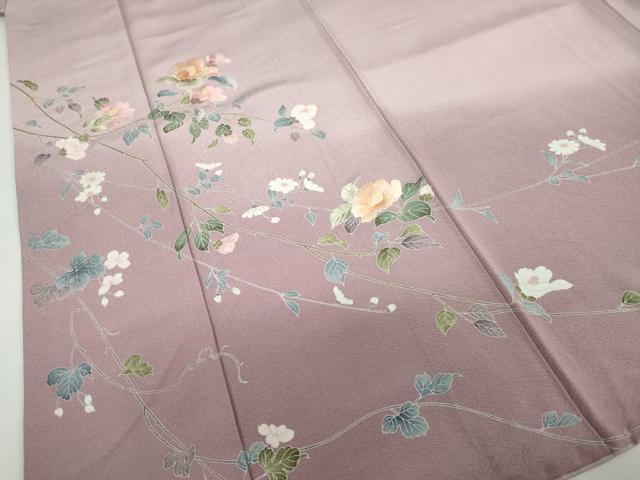 平和屋着物●訪問着　刺繍　草花文　暈し染め　正絹　逸品　DABC2687ud