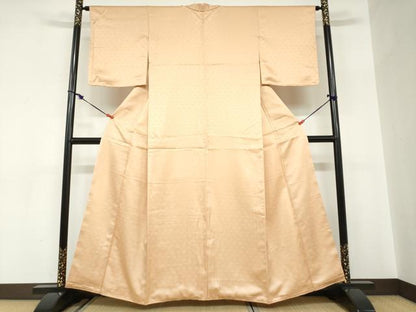 平和屋着物●上質な色無地　舞花地紋　小麦色　正絹　逸品　未使用　DABC2689ud