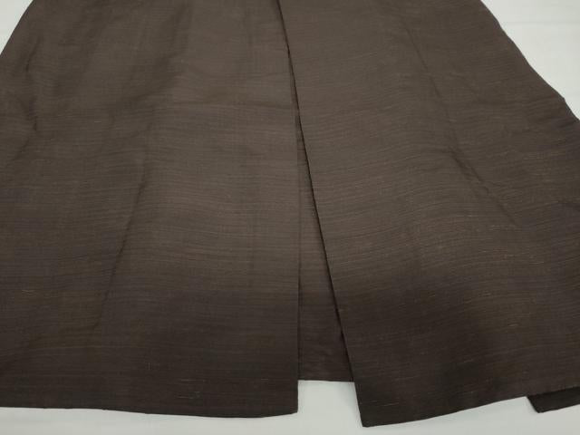 平和屋着物●男性　馬乗り袴　紬地　赤墨色　正絹　逸品　DABC2690ud