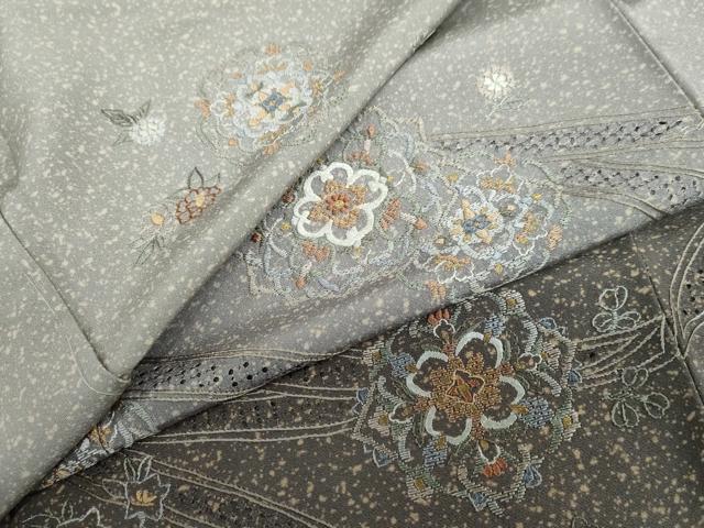 平和屋着物●中国三大刺繍　汕頭刺繍　総刺繍　訪問着　熨斗草花文　暈し染め　金糸　正絹　逸品　未使用　DABC2692ud
