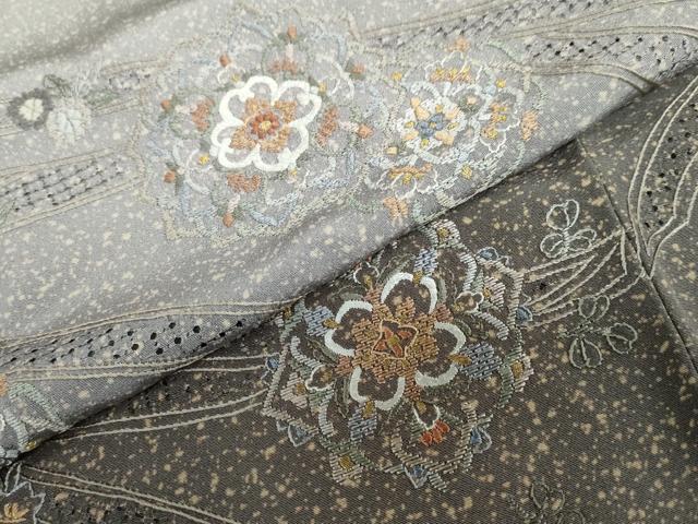 平和屋着物●中国三大刺繍　汕頭刺繍　総刺繍　訪問着　熨斗草花文　暈し染め　金糸　正絹　逸品　未使用　DABC2692ud