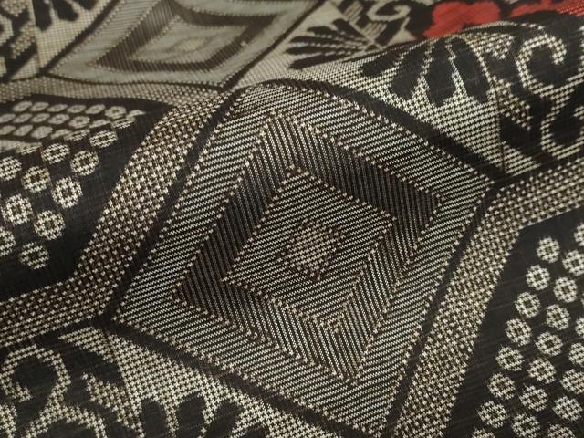 平和屋着物●本場大島紬　龍郷絣　草花文　正絹　逸品　DABC2697ud