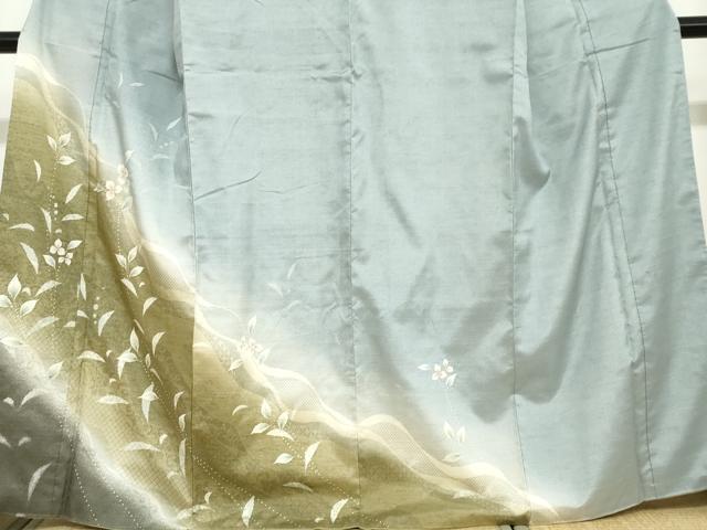 平和屋着物●訪問着　紬地　絞り　草花文　正絹　逸品　DABC2700ud