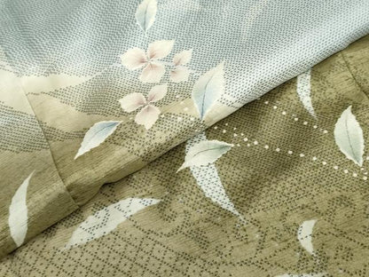 平和屋着物●訪問着　紬地　絞り　草花文　正絹　逸品　DABC2700ud