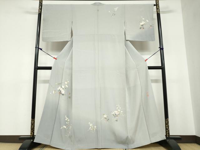 平和屋着物●京加賀友禅　百貫達雄　訪問着　草花文　暈し染め　銀座おゝぎ屋扱い　正絹　逸品　未使用　DABC2701ud
