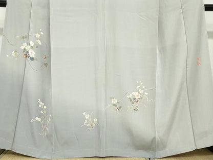 平和屋着物●京加賀友禅　百貫達雄　訪問着　草花文　暈し染め　銀座おゝぎ屋扱い　正絹　逸品　未使用　DABC2701ud