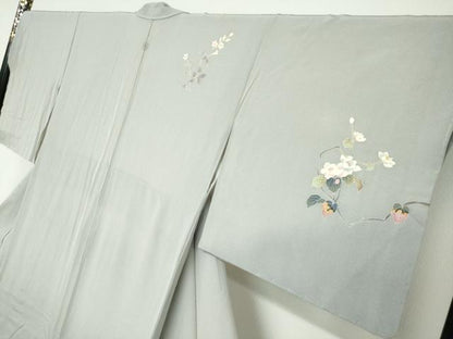 平和屋着物●京加賀友禅　百貫達雄　訪問着　草花文　暈し染め　銀座おゝぎ屋扱い　正絹　逸品　未使用　DABC2701ud