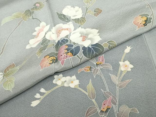 平和屋着物●京加賀友禅　百貫達雄　訪問着　草花文　暈し染め　銀座おゝぎ屋扱い　正絹　逸品　未使用　DABC2701ud