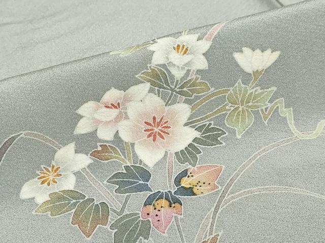 平和屋着物●京加賀友禅　百貫達雄　訪問着　草花文　暈し染め　銀座おゝぎ屋扱い　正絹　逸品　未使用　DABC2701ud