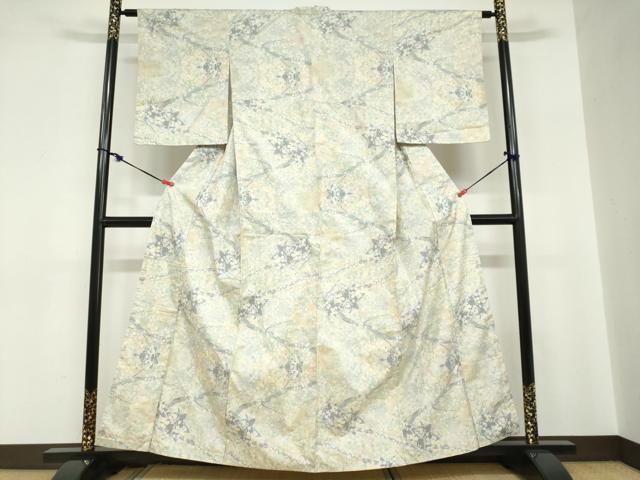 平和屋着物●本場大島紬　7マルキ　枝葉草花文　正絹　逸品　DABC2702ud