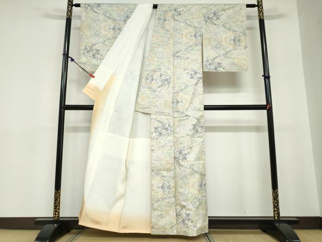 平和屋着物●本場大島紬　7マルキ　枝葉草花文　正絹　逸品　DABC2702ud
