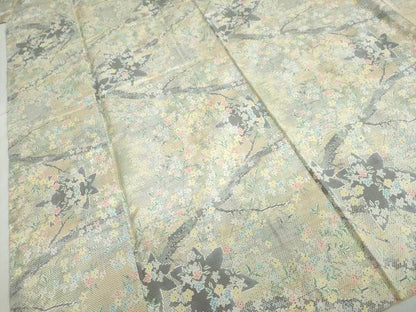 平和屋着物●本場大島紬　7マルキ　枝葉草花文　正絹　逸品　DABC2702ud