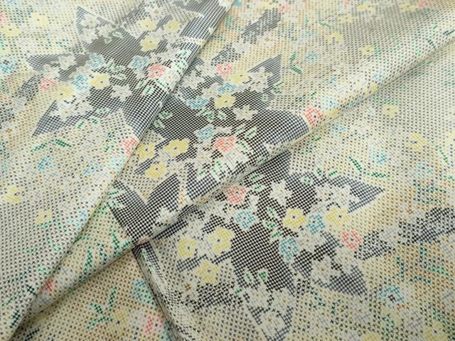 平和屋着物●本場大島紬　7マルキ　枝葉草花文　正絹　逸品　DABC2702ud