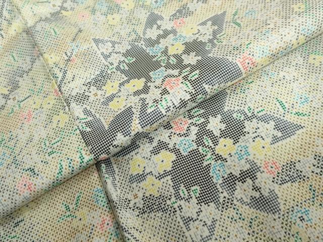 平和屋着物●本場大島紬　7マルキ　枝葉草花文　正絹　逸品　DABC2702ud