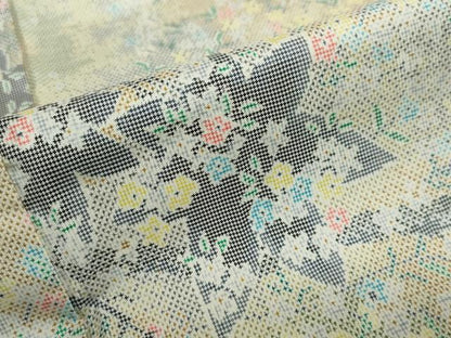 平和屋着物●本場大島紬　7マルキ　枝葉草花文　正絹　逸品　DABC2702ud